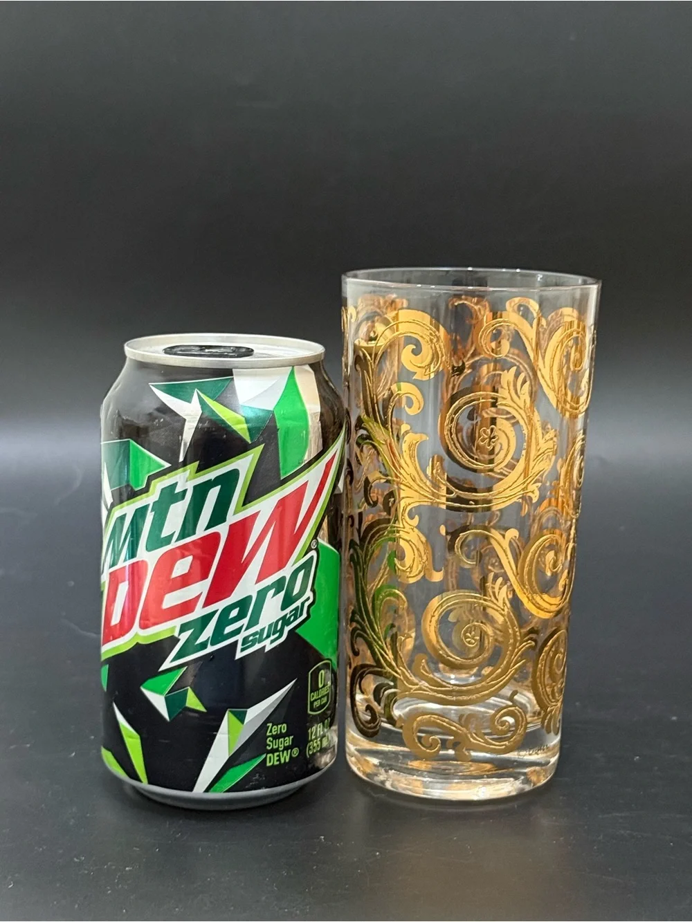 Lot of 3 Vintage MCM Culver Scroll 22k Gold Gilt 5.5” Highball Tumbler Glasses